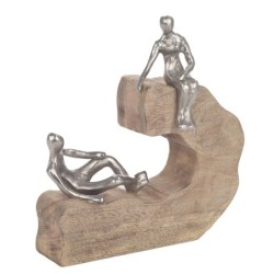 ORIGEN Home Decor - Pareja sentada tronco  Figuras | Varios Marrón - 26x9x24 cm