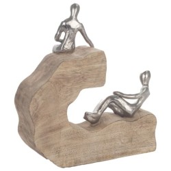 ORIGEN Home Decor - Pareja sentada tronco  Figuras | Varios Marrón - 26x9x24 cm