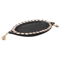 ORIGEN Home Decor Cuenco forma de hoja Jarrones Y Portavelas | Cuenco Bol Negro - 6x44x21cm