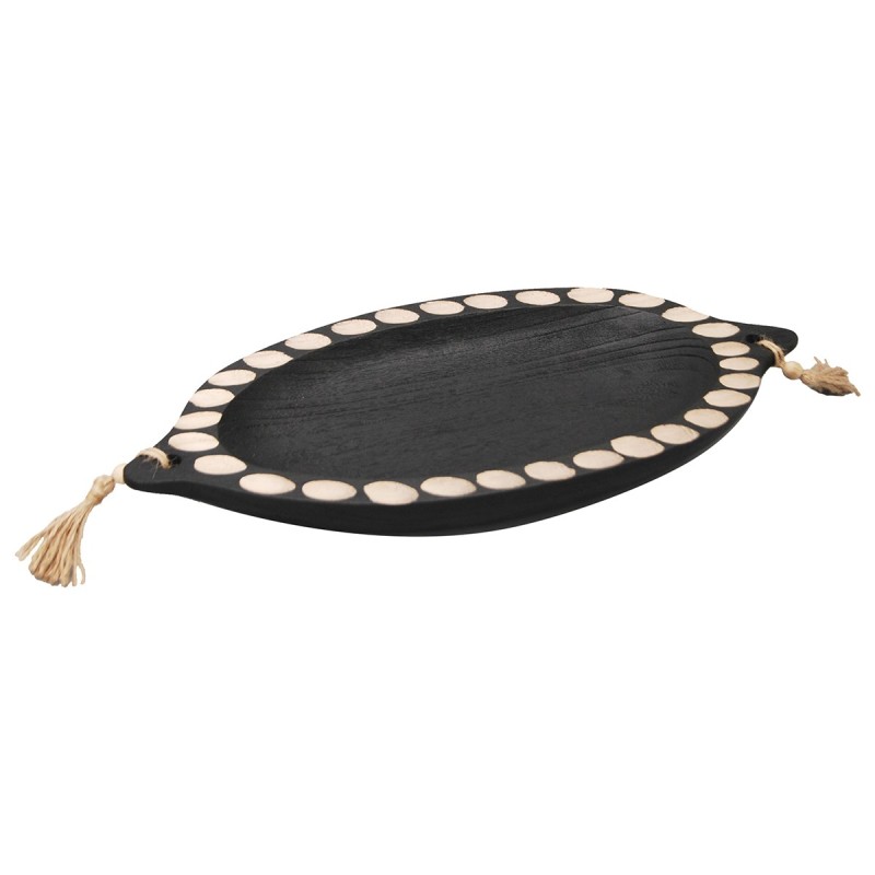 ORIGEN Home Decor Cuenco forma de hoja Jarrones Y Portavelas | Cuenco Bol Negro - 6x44x21cm