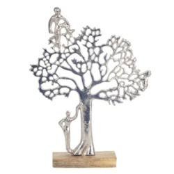 ORIGEN Home Decor - Adorno Sobremesa Árbol  Figuras | Varios Plateado - 38x6x29 cm