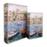 ORIGEN Home Decor - Cajas Libro Isla Pack 2 Unidades Decoracion | Cajas Libro Azul - 27x7x18 cm