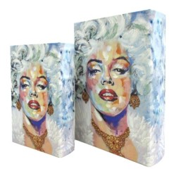 ORIGEN Home Decor - Cajas Libro Frida Pack 2 Unidades Decoracion | Cajas Libro Blanco - 30x7x21 cm