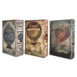 ORIGEN Home Decor - Caja Libro Globo Mundo Pack 3 Unidades Decoracion | Cajas Libro Gris - 17x5x11 cm