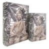 ORIGEN Home Decor - Caja libro Buda Pack 2 Unidades Decoracion | Cajas Libro Gris - 27x7x18 cm