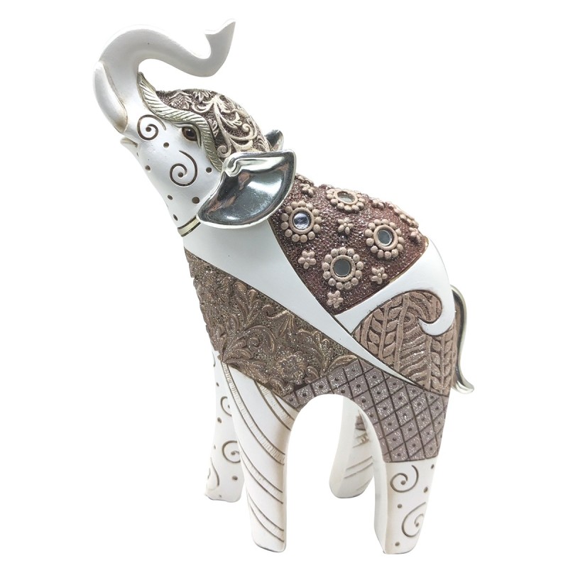 ORIGEN Home Decor - Figura Elefante  Figuras | Africanas Y Elefantes Blanco - 20x6x14 cm