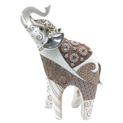 ORIGEN Home Decor - Figura Elefante  Figuras | Africanas Y Elefantes Blanco - 20x6x14 cm