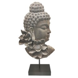 ORIGEN Home Decor - Figura Cabeza Buda  Figuras | Budas Gris - 43x8x22 cm