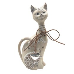 ORIGEN Home Decor - Figura Gato  Figuras | Animales Gris - 23x5x10 cm