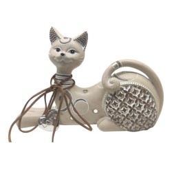 ORIGEN Home Decor - Figura Gato  Figuras | Animales Gris - 13x6x21 cm