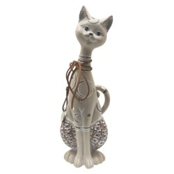 ORIGEN Home Decor - Figura Gato  Figuras | Animales Gris - 27x7x9 cm