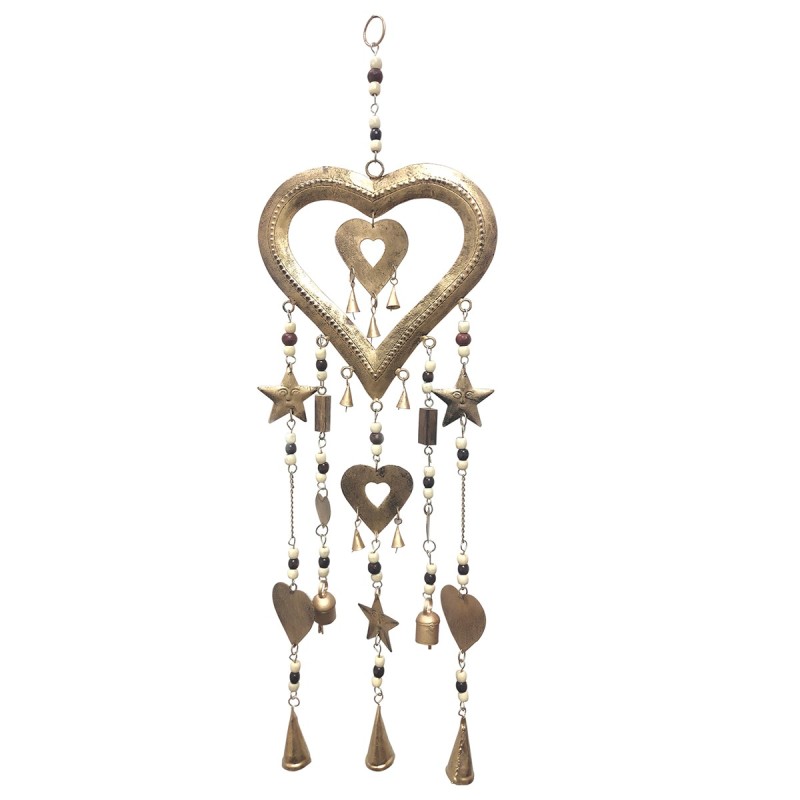 ORIGEN Home Decor - Colgante corazones-estrellas  Decoracion | Colgantes Metal Marrón - 75x3x24 cm