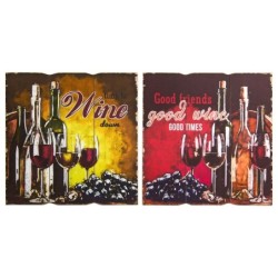 ORIGEN Home Decor - Adorno Pared Vino Pack 2 Unidades Adorno Pared | Placas De Madera Rojo - 40x1x40 cm