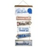 ORIGEN Home Decor - Adorno pared isla bonita  Adorno Pared | Placas De Madera Azul - 70x0x35 cm