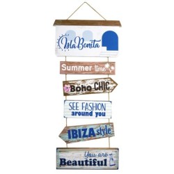 ORIGEN Home Decor - Adorno pared isla bonita  Adorno Pared | Placas De Madera Azul - 70x0x35 cm