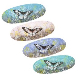 ORIGEN Home Decor - Plato Mariposa Oval Pack 4 Unidades Decoracion | Bandejas Multicolor - 3x18x43 cm