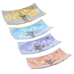 ORIGEN Home Decor - Plato árbol abstracto Pack 4 Unidades Decoracion | Bandejas Multicolor - 4x17x31 cm