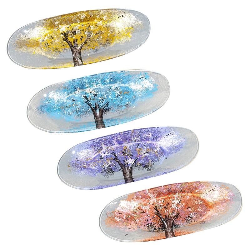 ORIGEN Home Decor - Plato árbol abstracto Pack 4 Unidades Decoracion | Bandejas Multicolor - 3x13x35 cm