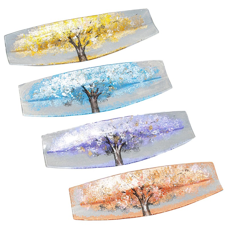 ORIGEN Home Decor - Plato árbol abstracto Pack 4 Unidades Decoracion | Bandejas Multicolor - 4x15x44 cm