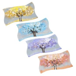 ORIGEN Home Decor - Plato árbol abstracto Pack 4 Unidades Decoracion | Bandejas Multicolor - 4x22x41 cm