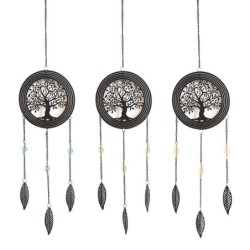 ORIGEN Home Decor - Colgante Árbol vida Pack 3 Unidades Decoracion | Colgantes Metal Negro - 80x2x18 cm