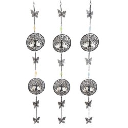 ORIGEN Home Decor - Colgante Árbol vida Pack 3 Unidades Decoracion | Colgantes Metal Negro - 95x6x13 cm