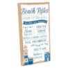 ORIGEN Home Decor - Adorno pared beach rules  Adorno Pared | Placas De Madera Azul - 48x3x27 cm