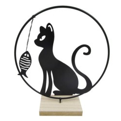 ORIGEN Home Decor - Adorno sobremesa gato  Figuras | Animales Negro - 28x8x25 cm