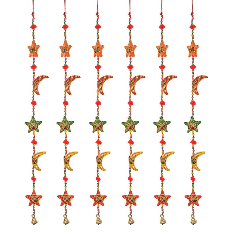 ORIGEN Home Decor - Colgante Estrella-Luna Pack 6 Unidades Decoracion | Colgantes Multicolor - 90x6x3 cm