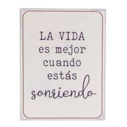 ORIGEN Home Decor - Adorno Pared Frases Vida  Adorno Pared | Placas Metal Blanco - 33x0x25 cm