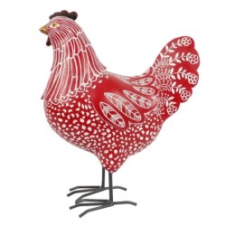 ORIGEN Home Decor - Figura Gallina  Figuras | Animales Rojo - 25x10x20 cm