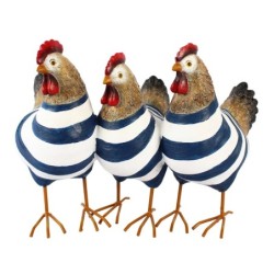 ORIGEN Home Decor - Figura Gallina Pack 3 Unidades Figuras | Animales Azul - 23x16x33 cm