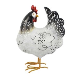 ORIGEN Home Decor - Figura Gallina  Figuras | Animales Blanco - 24x12x18 cm