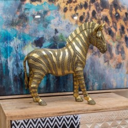 ORIGEN Home Decor - Figura Cebra  Figuras | Animales Dorado - 30x7x33 cm