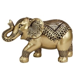 ORIGEN Home Decor - Figura Elefante  Figuras | Africanas Y Elefantes Dorado - 13x9x22 cm