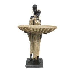 ORIGEN Home Decor - Figura Africana  Figuras | Africanas Y Elefantes Marrón - 36x12x20 cm