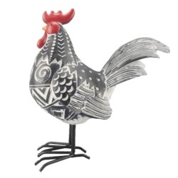 ORIGEN Home Decor - Figura Gallina  Figuras | Animales Gris - 22x9x20 cm