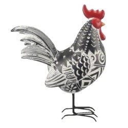 ORIGEN Home Decor - Figura Gallina  Figuras | Animales Gris - 20x8x15 cm