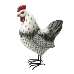 ORIGEN Home Decor - Figura Gallina  Figuras | Animales Gris - 25x10x20 cm