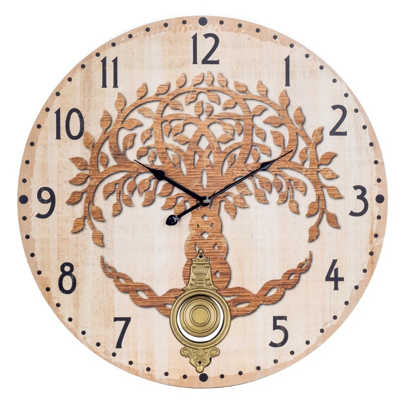 ORIGEN Home Decor - Reloj Árbol Vida  Adorno Pared | Relojes Marrón - 58x4x58 cm