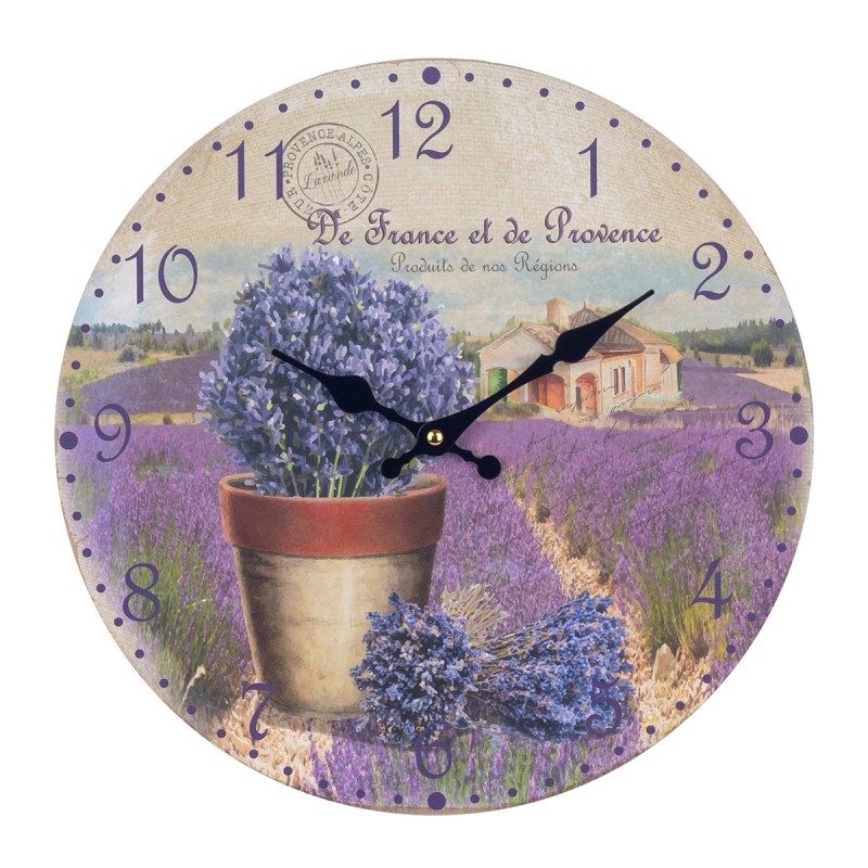 ORIGEN Home Decor - Reloj Lavanda  Adorno Pared | Relojes Lila - 34x4x34 cm