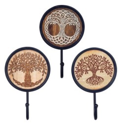 ORIGEN Home Decor - Percha Árbol Vida Pack 3 Unidades Adorno Pared | Percheros Marrón - 17x6x11 cm