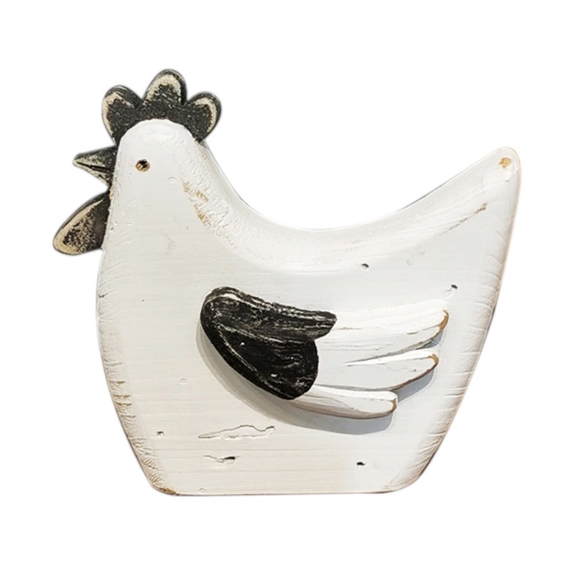 ORIGEN Home Decor - Figura Gallina  Figuras | Animales Blanco - 14x5x15 cm