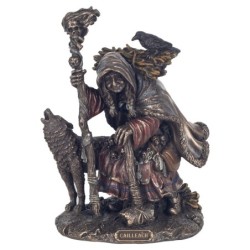 ORIGEN Home Decor - Figura Bruja Cailleach  Figuras | Bronce Plateado - 17x10x15 cm