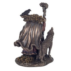 ORIGEN Home Decor - Figura Bruja Cailleach  Figuras | Bronce Plateado - 17x10x15 cm