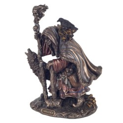 ORIGEN Home Decor - Figura Bruja Cailleach  Figuras | Bronce Plateado - 17x10x15 cm