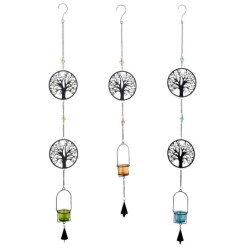 ORIGEN Home Decor - Colgante Árbol vida Pack 3 Unidades Decoracion | Jarrones Y Portavelas Negro - 105x6x13 cm