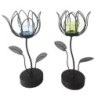 ORIGEN Home Decor - Portavelas flor Pack 2 Unidades Decoracion | Jarrones Y Portavelas Negro - 30x13x13 cm