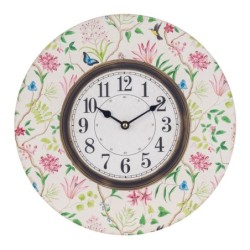 ORIGEN Home Decor - Reloj Flores  Adorno Pared | Relojes Blanco - 34x4x34 cm