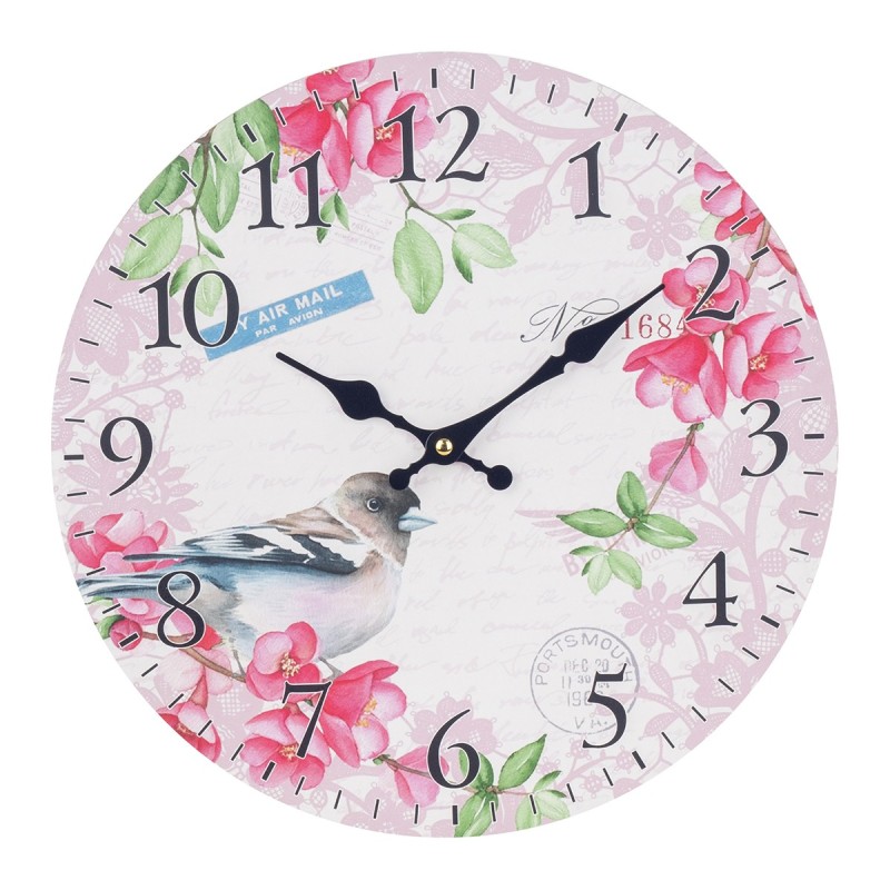 ORIGEN Home Decor - Reloj Flores  Adorno Pared | Relojes Blanco - 34x4x34 cm